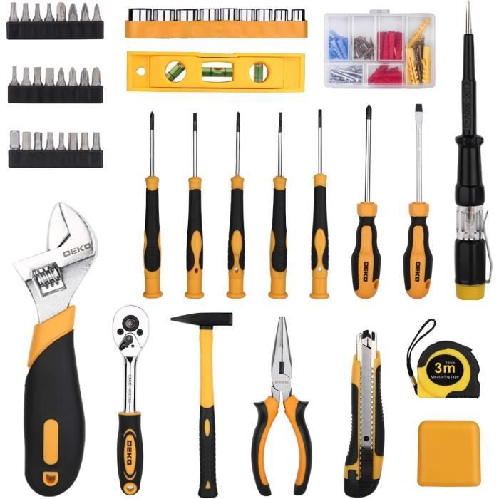 Coffre à Outils - DEKO - 138 Pièces - Acier Haute Qualité - Boîtier de Rangement - Antidérapant