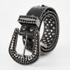Punk Style Lychee Pattern Belt with Rhinestone-Inlaid Pin Buckle for Women
