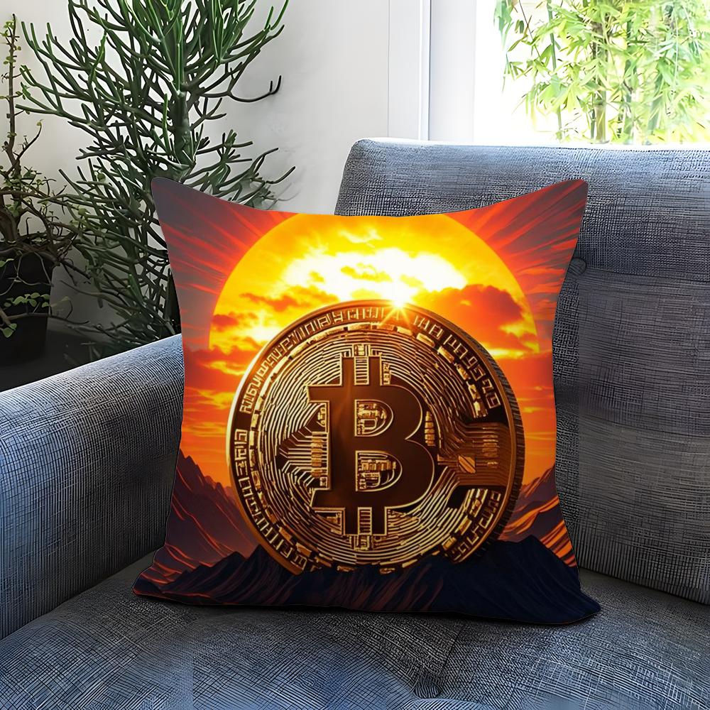 B-Bitcoin Cryptocurrency Btc Cushion Cover Comfortable Reversible Pillow Cover Ideal for Car Sofa Bedroom & Beyond
