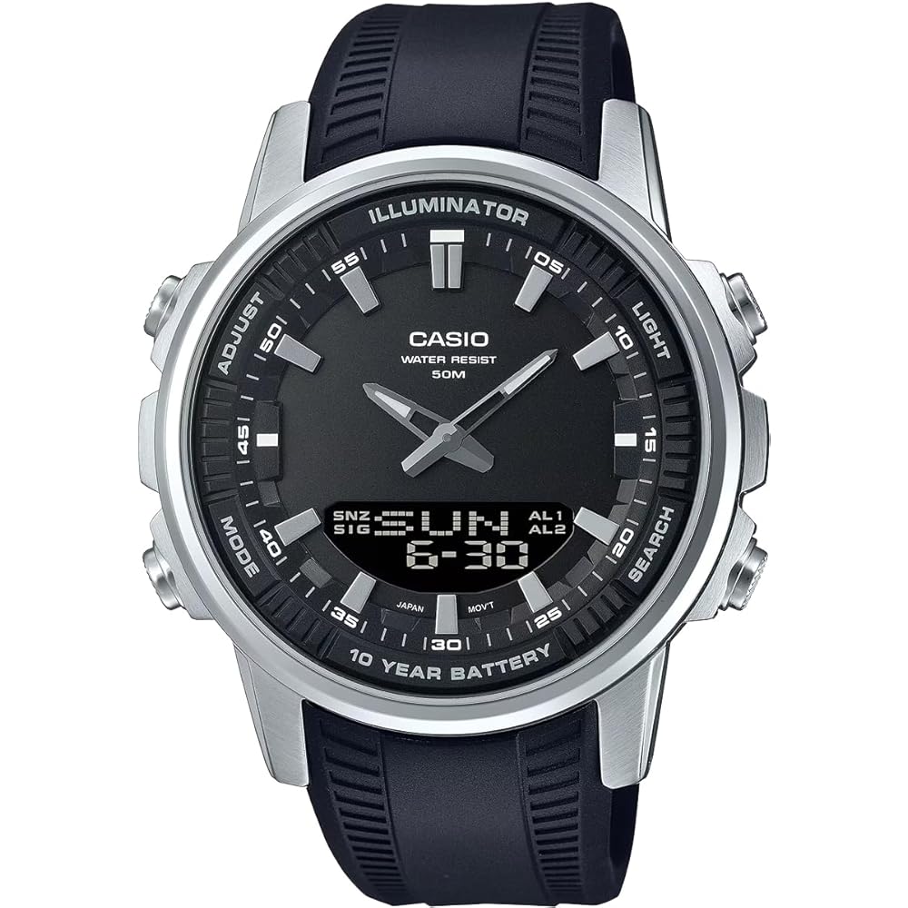 Casio World Time Analog-Digital Quartz Men s Watch AMW-880-1AV Black Imported Model