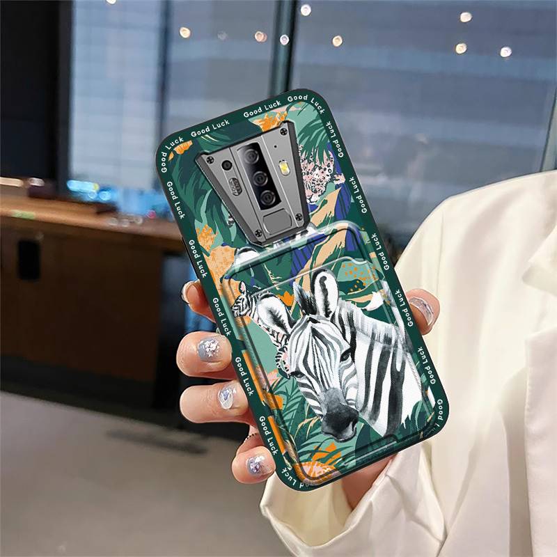 Cartoon Back Cover Phone Case For Blackview BV6900 Card Bag Graffiti Waterproof Soft Case Card Slot Silicone Shockproof