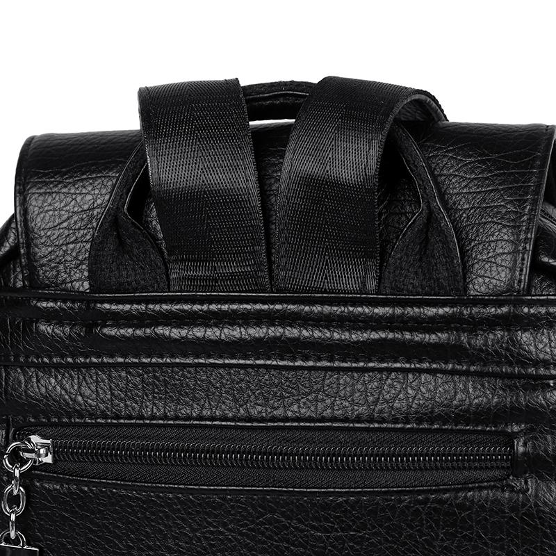 Rucsac-Geantă din Piele Ecologică Texturată cu Buzunar Frontal cu Clapetă Mâner Superior Rucsac Casual de Zi pentru Femei