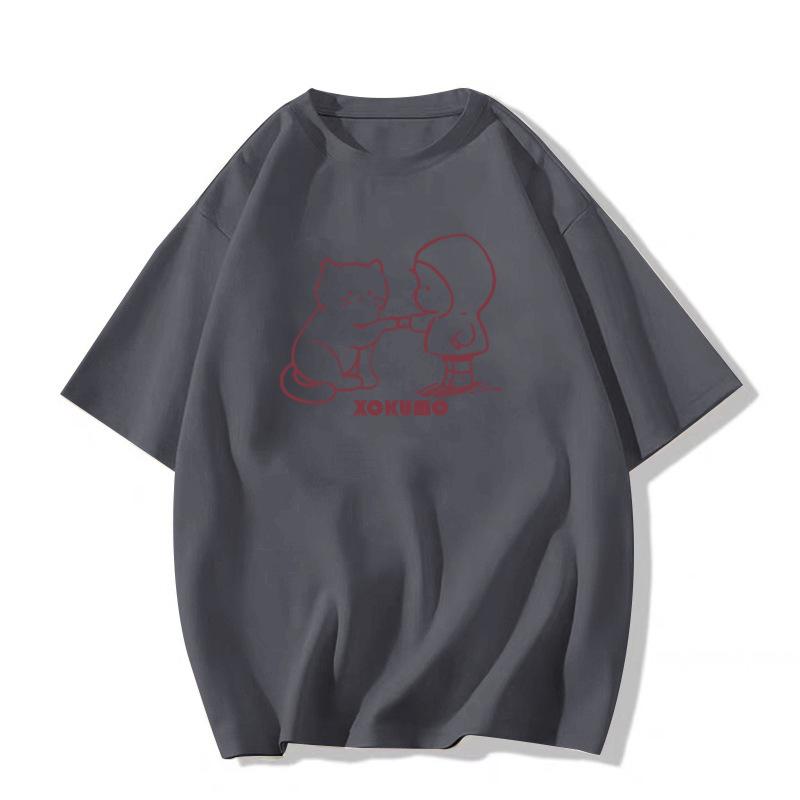 

Женский белый хлопковый топ с коротким рукавом большого размера - 2025 Свободный крой в американском стиле M