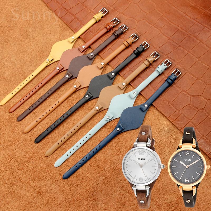 8mm Řemínek na hodinky z pravé kůže pro Fossil ES3060 ES3565 ES2830 3077 3262 3060 4176 4119 Měkký hovězí dámský malý pásek náramek