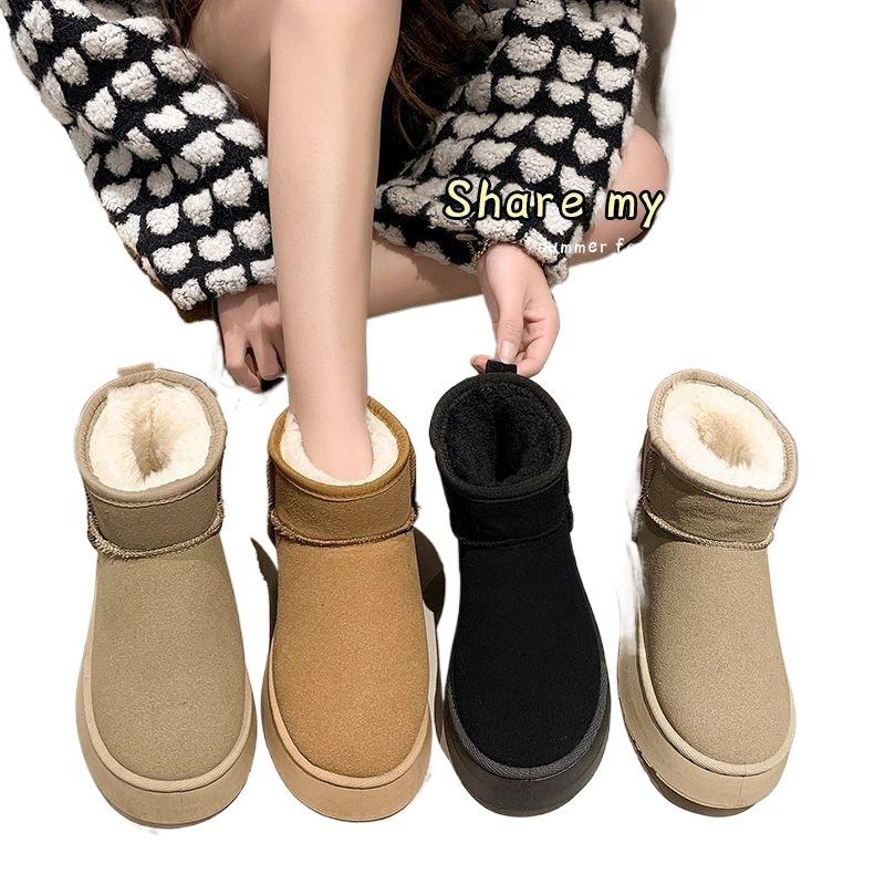 Snow boots women's thick-soled outer wear 2025 winter new fur integrated short boots thickened cotton shoes non-slip warm shoes