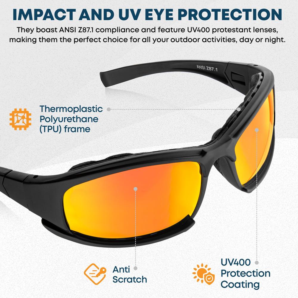 Gafas de Montar en Motocicleta Acolchadas con Espuma Protección Ocular UV400 Gafas de Lente Intercambiable Gafas de Sol Antiviento para Deporte al Aire Libre