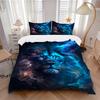 3pcs Galactic Lion Quilt Cover Set (1 Quilt Cover + 2 Pillowcases