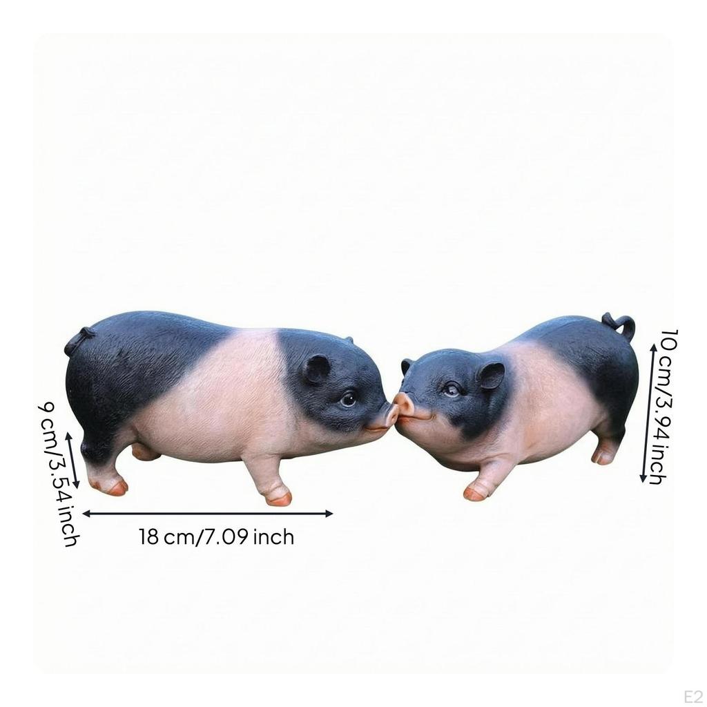 Pig Figurine Resin Ornament Realistic Animal Sculpture for Garden, Courtyard, Window
