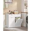 VASAGLE Bathroom Cabinet with Laundry Baskets, Bathroom Storage Unit with 2 Drawer and 2 Laundry Hampers, Removable Laundry Baskets with Handles