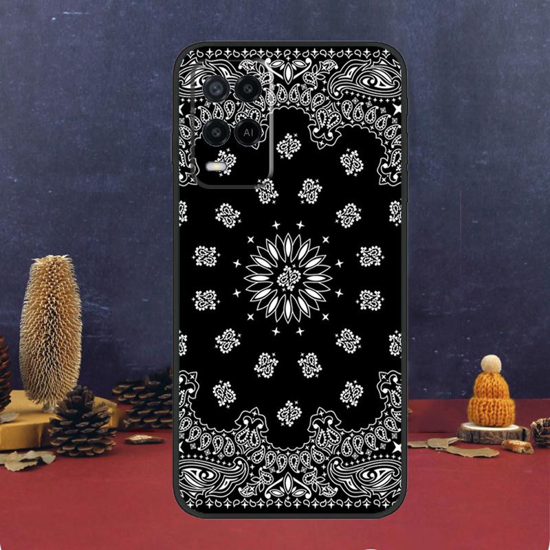 Black Bandana Paisley Case For Oppo A16 A76 A96 A17 A57 A40 A60 A80 A98 A58 A78 A18 A38 A54 A74 A94 A15 A5 A6 Pro
