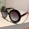 Oversized Round Sun Glasses  Women Fashion Vintage Gradient Outdoor Shades Ins Trendy Brand Design Black Sunglasses