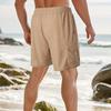 Summer Solid Color Lace Up Sports Five Quarter Shorts Men's Multi Pocket Shorts Casual Pants