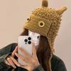 Winter Warm Knit Hat for Women Funny Monsters Hat Hooded Skull Hat Outdoor Activity Cap Windproof Headwear Pullover Hat