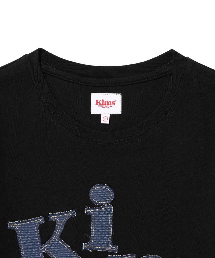 Kimseupeulesikoteunmakes Messy Denim Applique Tee Black