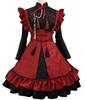 Shangki Maid Outfit, Chinese Lolita Dress, Gothic Lolita Waitress Dress with Ruffles and Headband, Red (Red, Size XL)