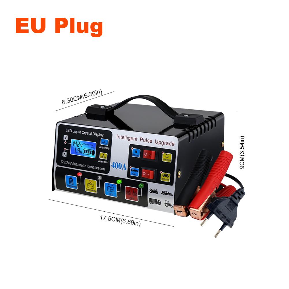 400A Intelligent Pulse Repair Charger Battery High Power Fast Charger 12V/24V Five-Stage Full Automatic Car Battery Charger 220W