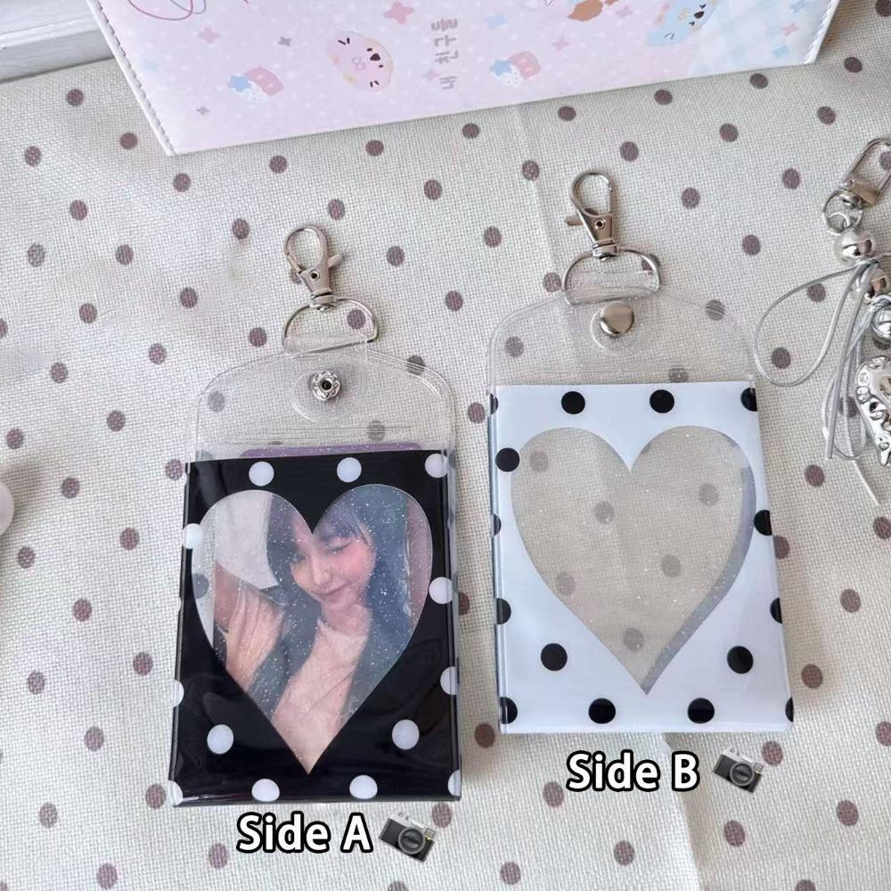 INS PVC Photocard Holder Double-sided Dual-slot Card Protective Case 3-inch Card Storage Card Display Pendant черный белый
