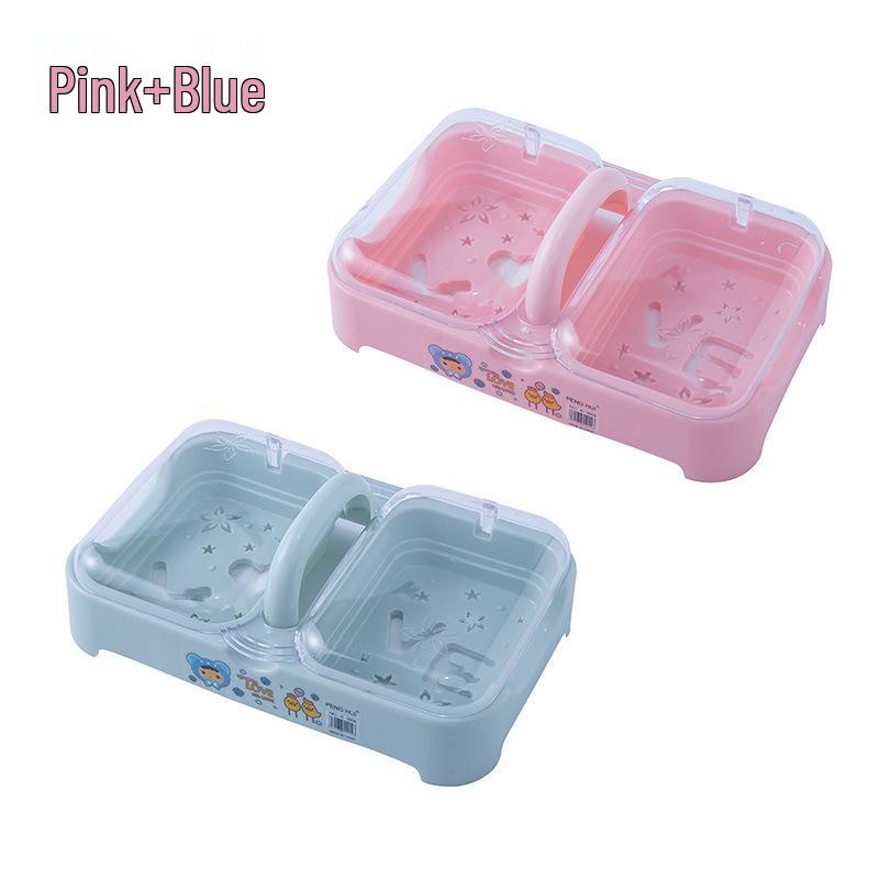 Dvouvrstá mýdlenka s víkem s odklápěcím víčkem - Velká, odvodňovací, domácí mýdlenka se dvěma přihrádkami