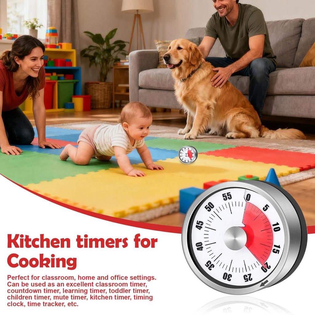 Kitchen Timers for Cooking Mechanical Kitchen Cooking Timer Magnetic Countdown Timepiece with No Batteries Required for Meal