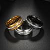 8MM Round Diamond Matte Stainless Steel Wedding Ring with Double Bevel - Top-Selling European and American Design