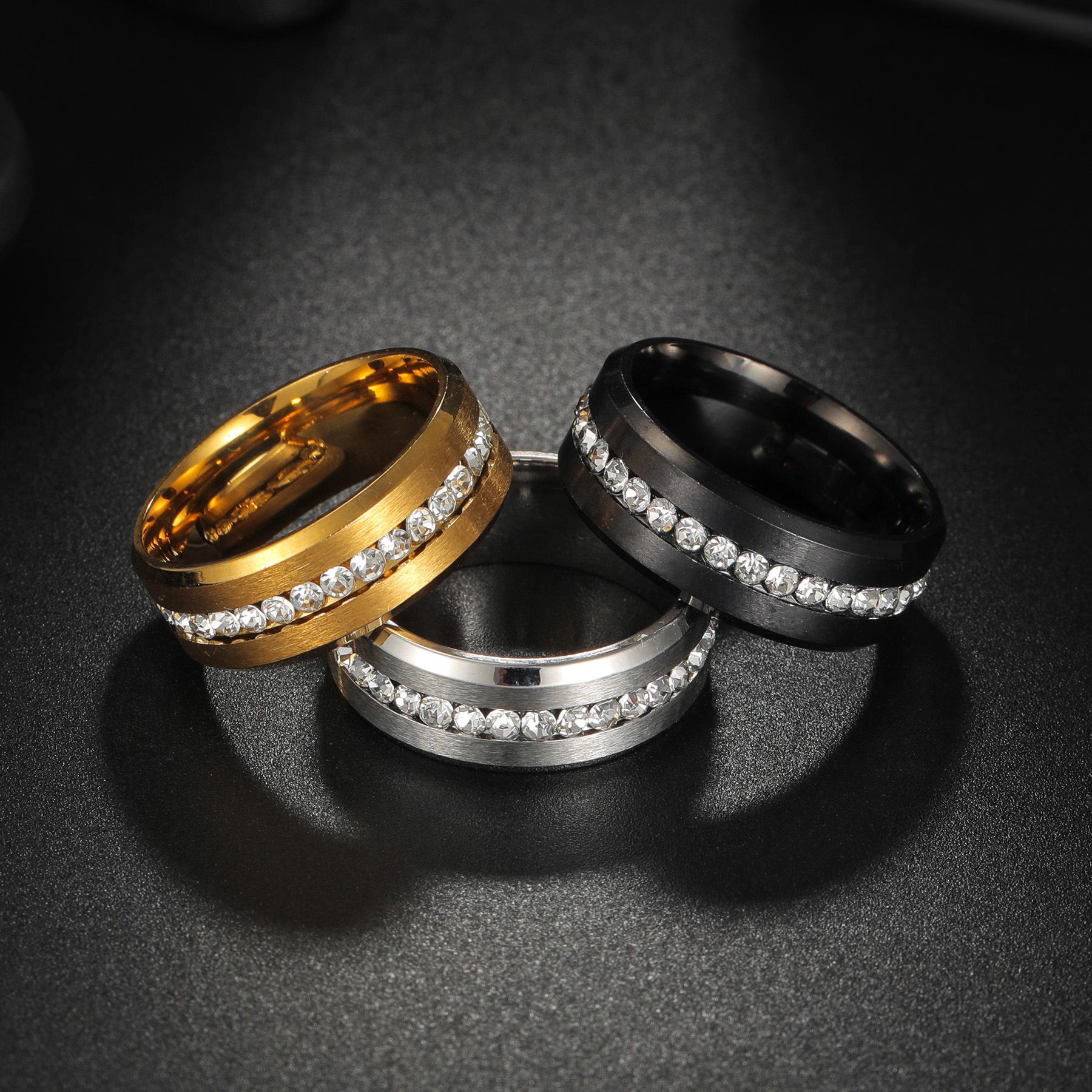 

8 мм Круглий Діамант Матовий Нержавіючий Весільний Перстень з Подвійним Скосом - Найпопулярніший Європейський та Американський Дизайн Size 13 срібний