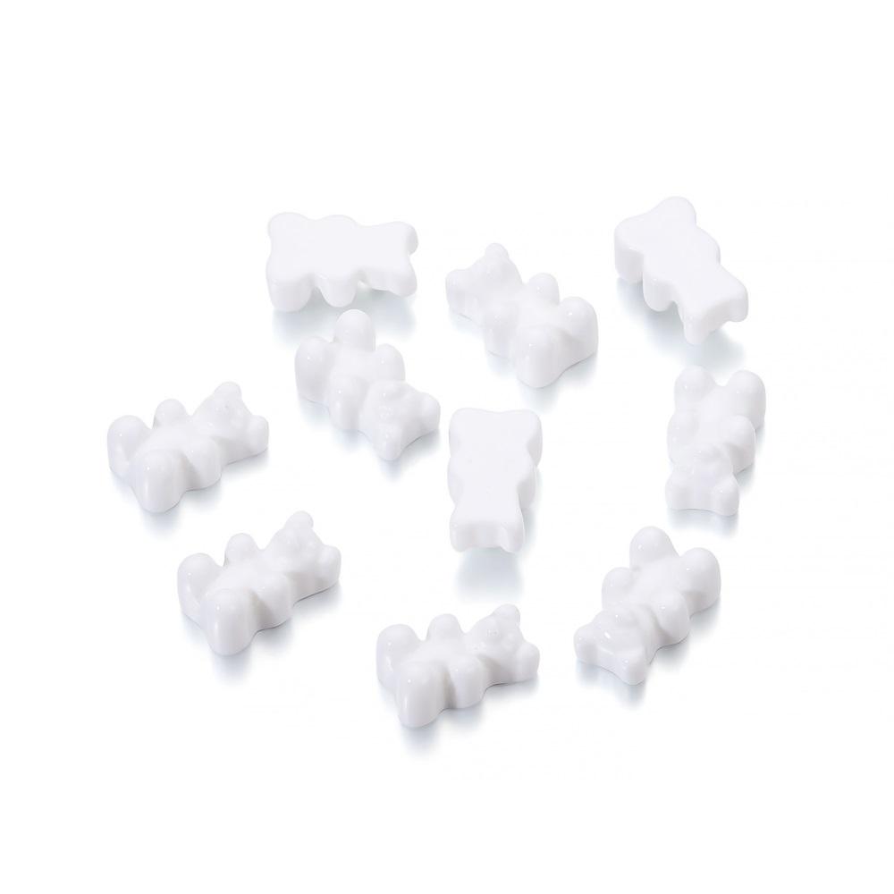 

10Pcs/Lot Candy Color Resin Mini No Hole Bear Charms Pendants for DIY Earrings Necklace Bracelet Jewelry Making Accessories білий