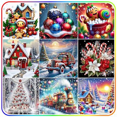 Peinture Diamant 5D Articles de Noël Ambiance Festive Cadeaux Artisanat Kit DIY Broderie Diamant Mosaïque Peintures Ensemble