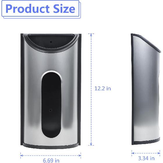 Magnetic Wall Mounted Trash Bag Holder, Grocery Bag Holder Stainless Steel Kitchen Trash Bag Organizer Anti-Fingerprints Magnet and Scraw for Kitchen