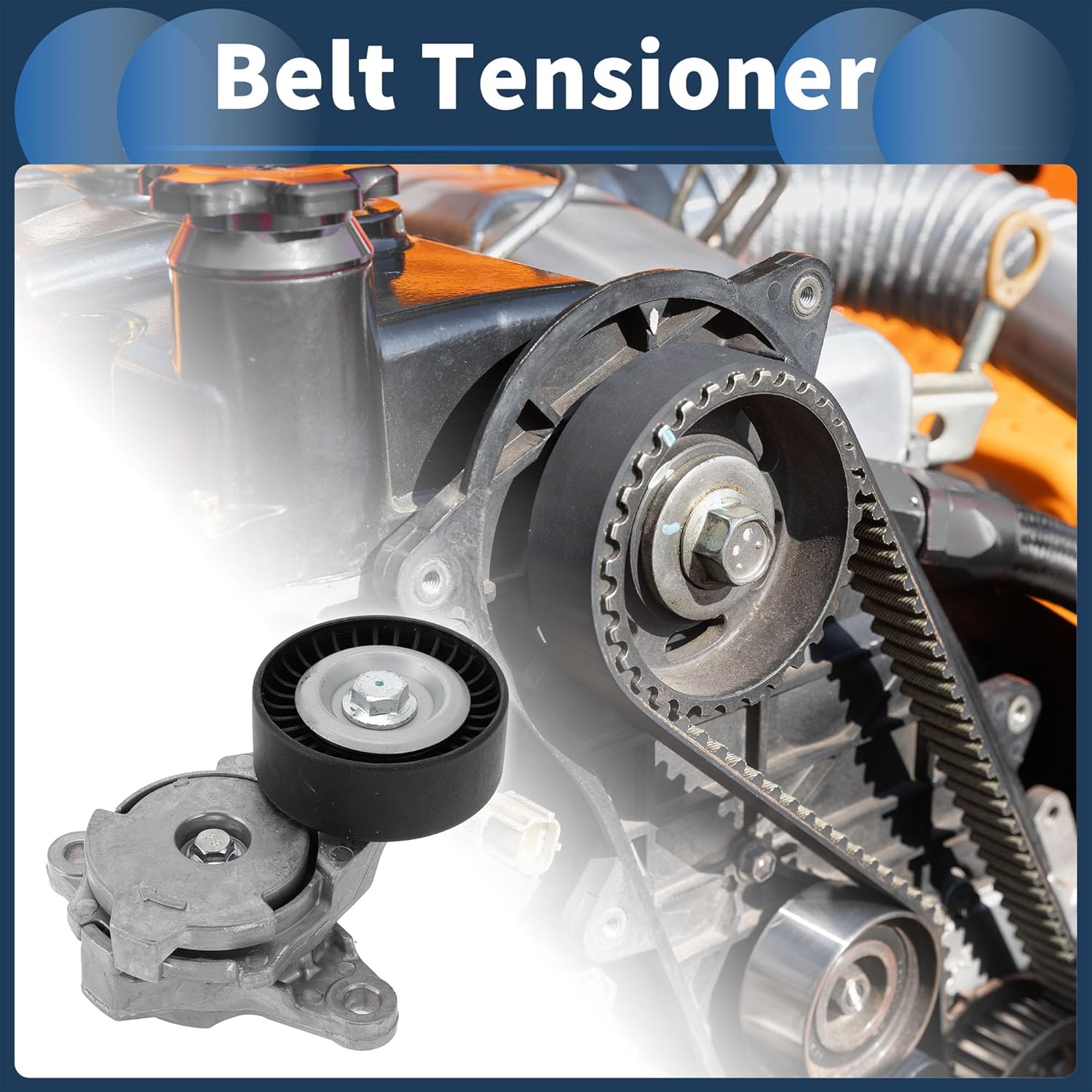 Belt Tensioner Drive Belt Tensioner Pulley Assembly for Ford F-150 2.7L V6 2015-2024 No.FL3Z6A228A Metal 1 Pc
