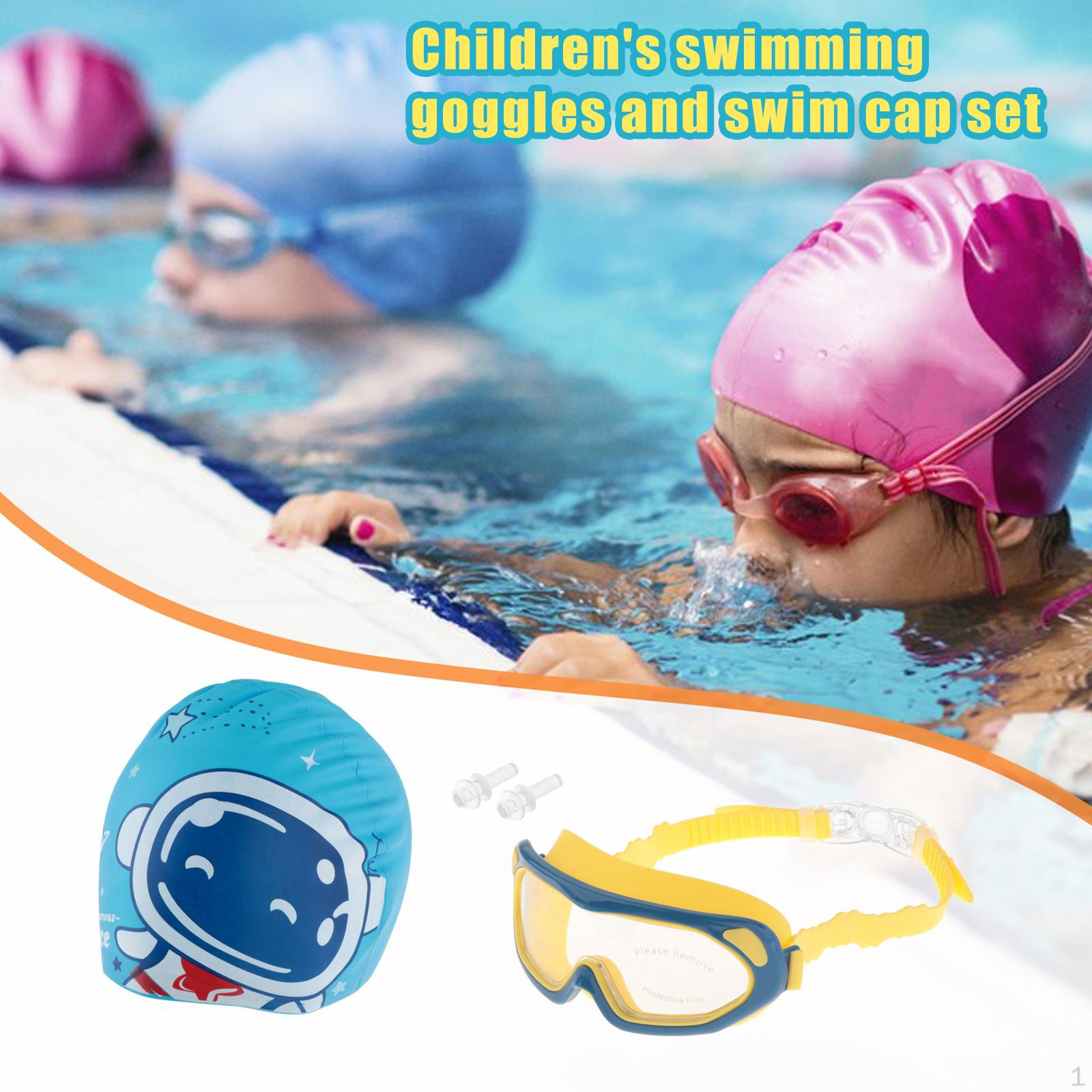 

Детские очки для плавания Шапочка для плавания Регулируемые Удобные Очки против запотевания Очки для синий