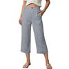 Women’s Wide Leg Cropped Pants Relaxed Fit High Waist Trousers with Pockets Button Closure Lightweight Material