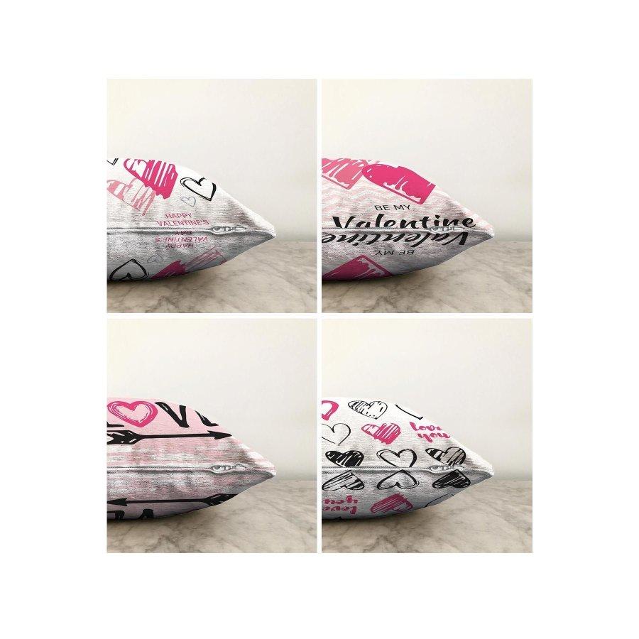 4-teiliges doppelseitig bedrucktes Kissenbezug-Set „Valentine's Day Concept“.