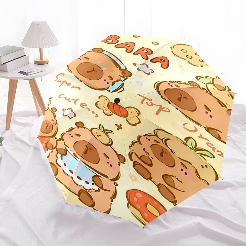 Capybara Themed Travel Umbrella-8 Ribs Automatic Opening and Closing, Portable Folding Design, Compact and Stylish Umbrella Suitable for Out