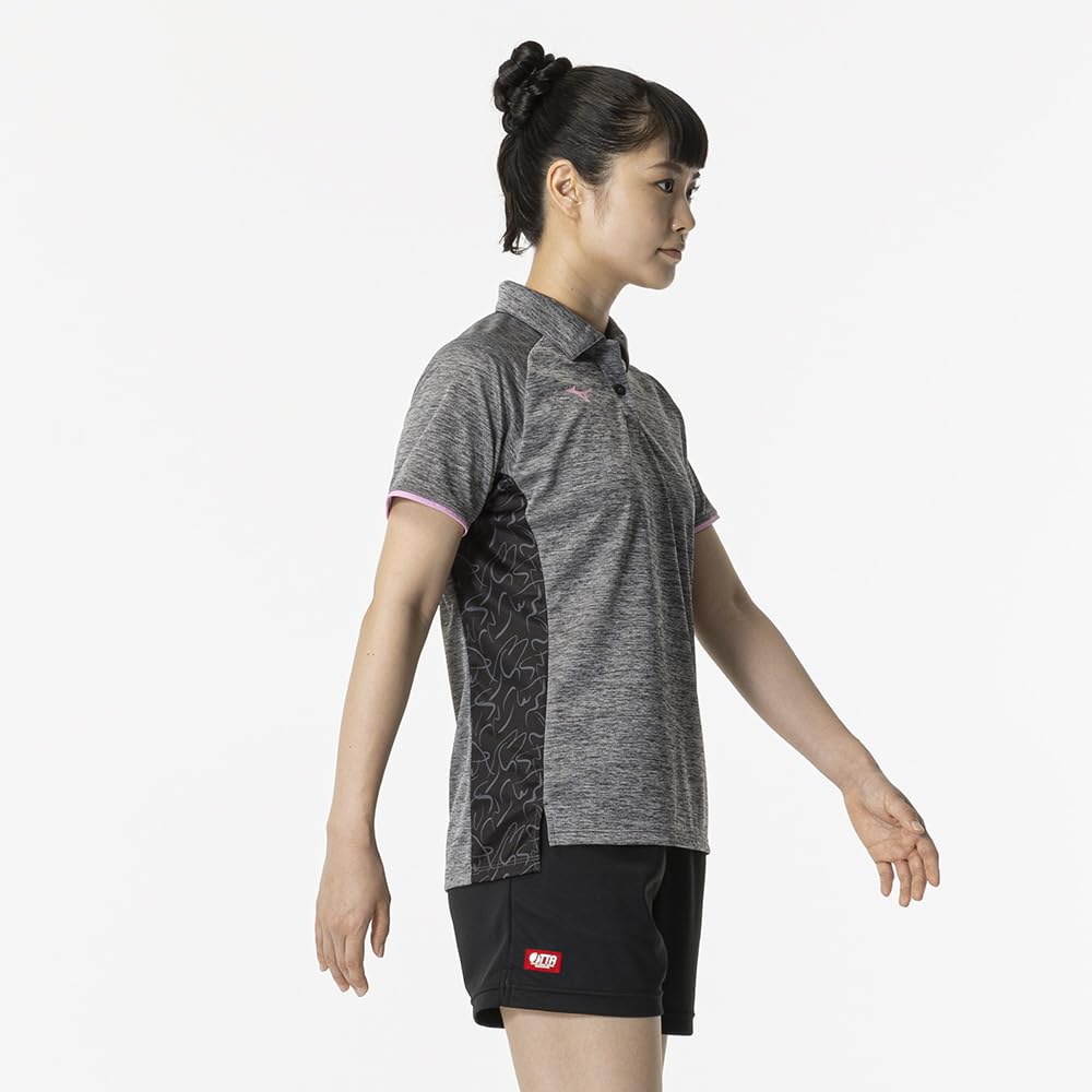 Table Tennis Game Short JTTA 82JAB210 Shirt, Sleeve, Certified, Moisture-Wicking, Quick-Drying, Women's, Charcoal, XL,