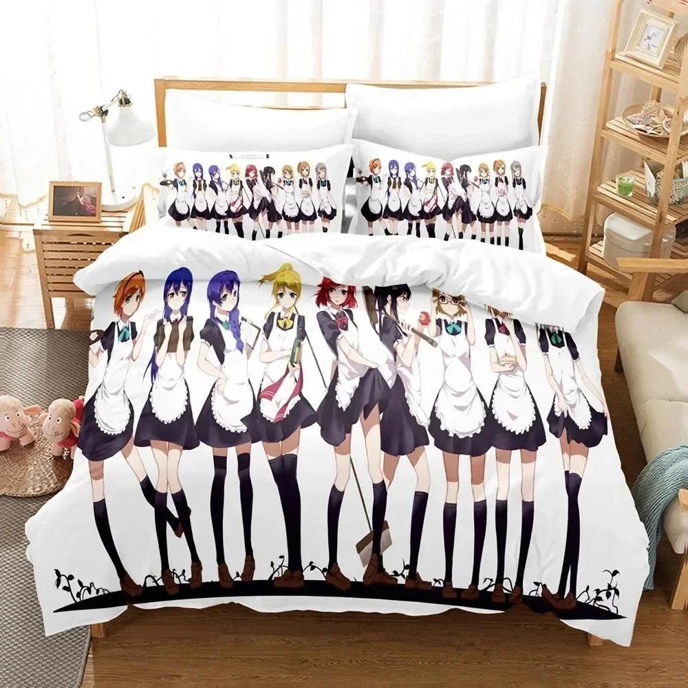 3D Love Live Bedding Set Pillowcase Printed Bed Set Duvet Cover Pillowcase Bed Linen Sheet Quilt Cover Full Queen King Size