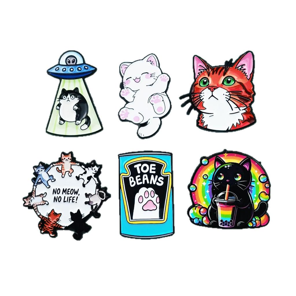 Cartoon Cat Brooch: Creative Alloy Enamel Badge for Backpack or Clothing
