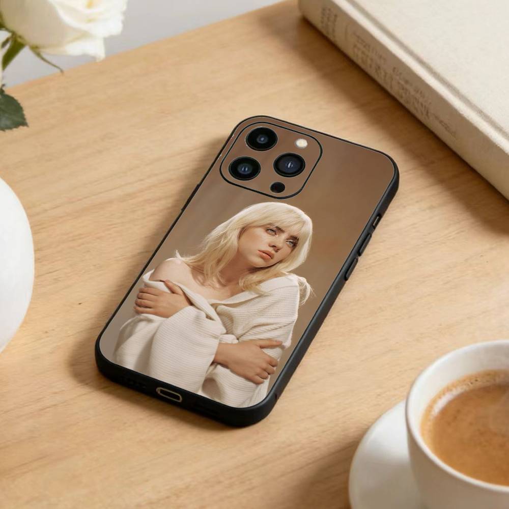S-Singer B-Billie Eilish Phone Case For iPhone17,16,15,14,13,12 Plus,Max Soft Silicone Black Cover