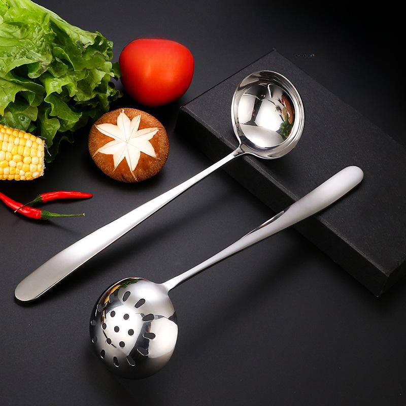 Stainless Steel Long-Handle Large Soup Spoon and Colander