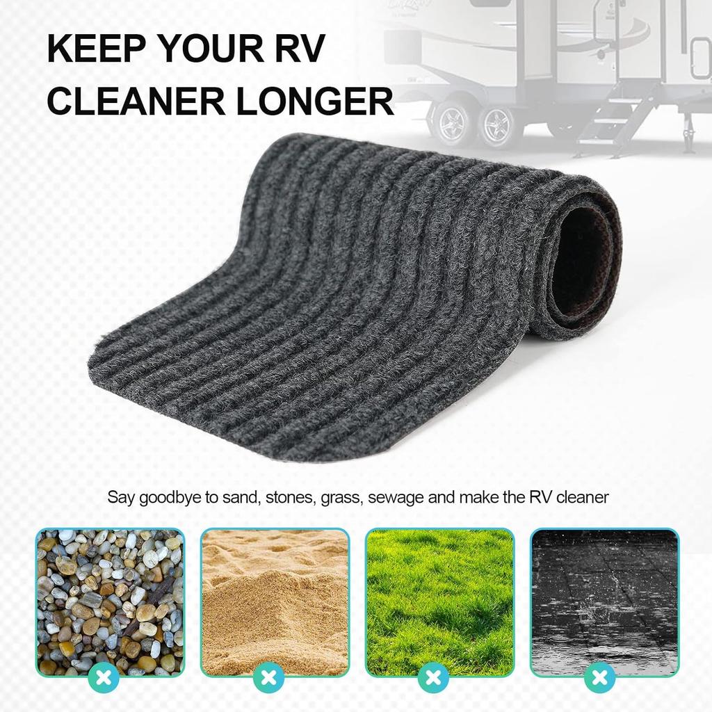 RV Step Covers 4 Pack RV Step Rug, RV Stair Covers Carpets For Mobile Home, Camper, 24 Inch Wide (24”*7.5”, Black)