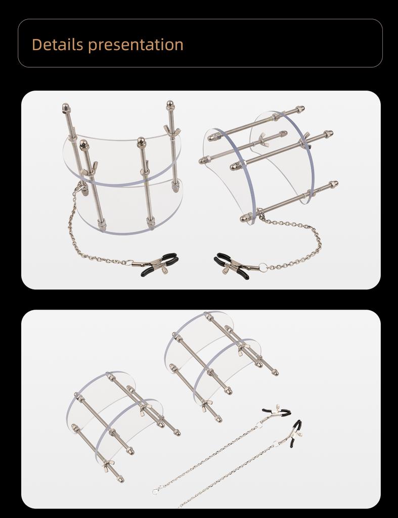 FAAK Metal Breast Clip Nipple Clamps Adjustable Rack Compressor Breast Squeeze Bondage Breast Stimulation SM Sex Toy for Women