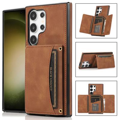 Business Magnetic Three Fold Solt Wallet Flip Leather Case For Samsung S26 Ultra S25 Plus S24 A26 A16 A17 A07 Kickstand Cover