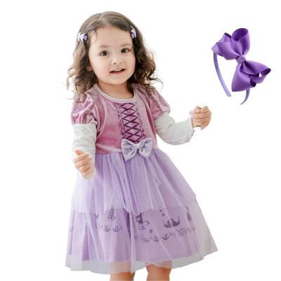 MANAMANA Princess Dress, Kids' Long Sleeve Dress, Princess Dress from Tangled, Includes Headband, 2-Piece Set, FallWinter Size 110cm