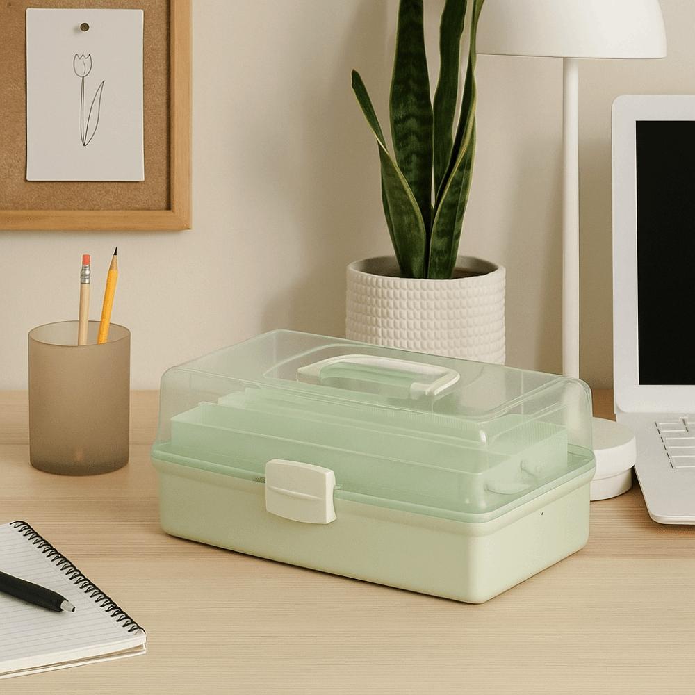 Plastic Multipurpose Storage Box Clear Art Craft Organizer Utility Box 3 Layer Storage Box Home