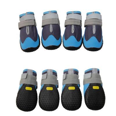 4Pcs/Set Adjustable Strap Pet Dog Shoes Reflective Anti-slip Dog Walking Boots Paw Protector Comfortable Dog Shoes Hiking
