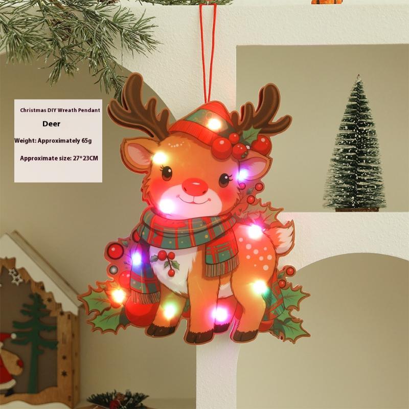 

1Pc Luminous Door Hanging Decorations Christmas Home Diy Colorful Lights Snowman Scene Arrangement Hanging Decorations as the picture