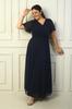 Women's Double-Breasted Front Knotted Sequin Detailed Lined Plus Size Long Chiffon Dress
