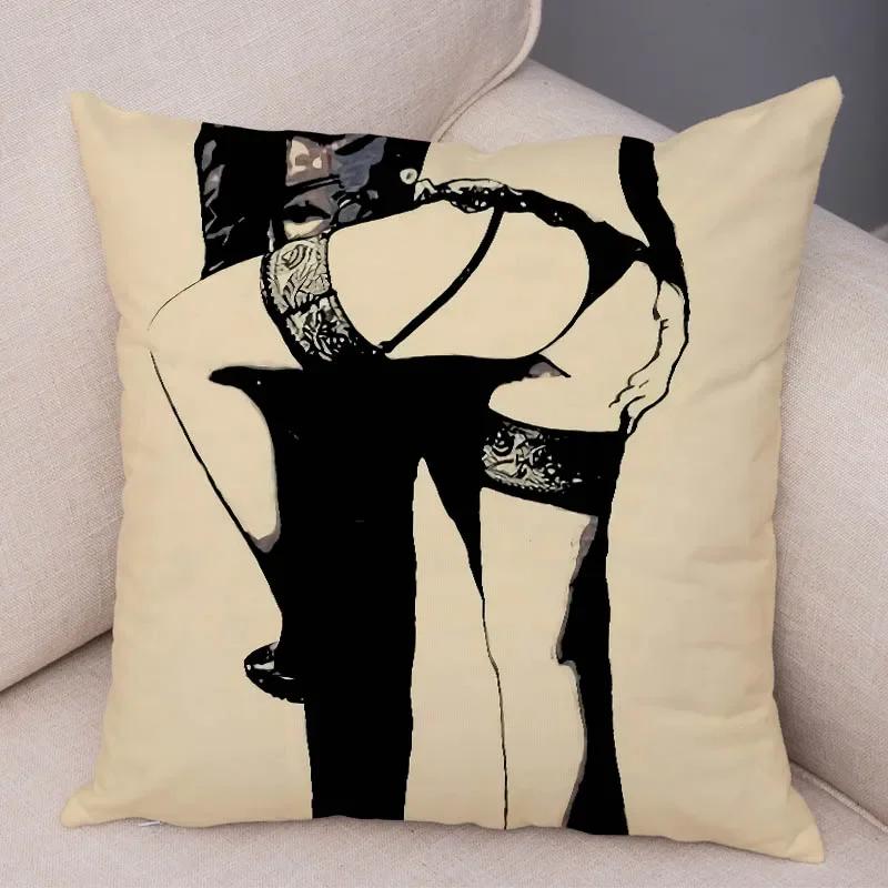 Home Decor Living Room Cartoon Sexy Lady Pillowcase Decoration Pretty Girl Ass Cushion Cover Sofa Car