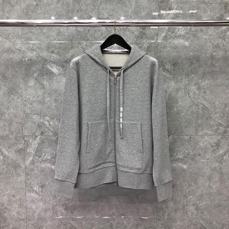 TIME BREATHE Unisex Long Sleeve Zipper Hoodie with Four Stripes