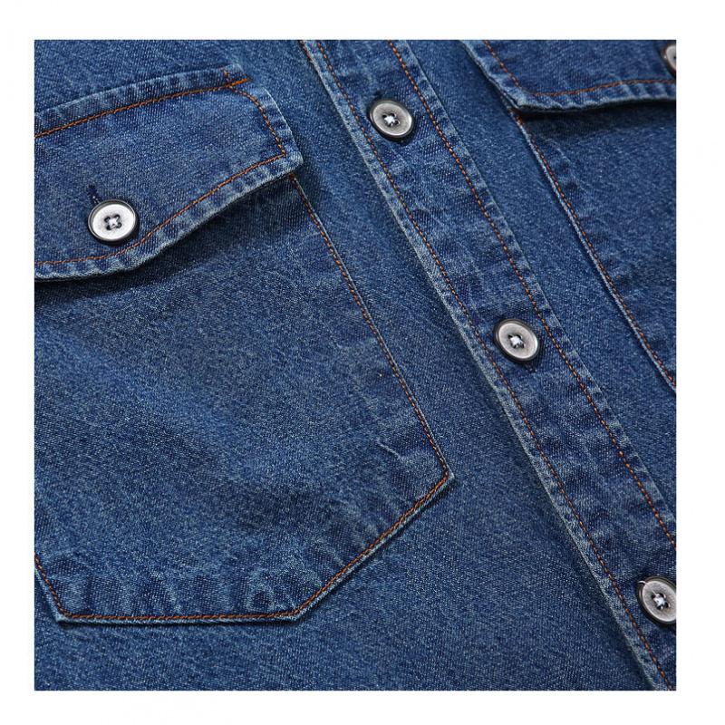 Herren Sommer Denim Hemd Große Größe Leicht Baumwolle Slim Fit Umlegekragen Kurzarm Arbeitshemd Knopf Cardigan Hemd