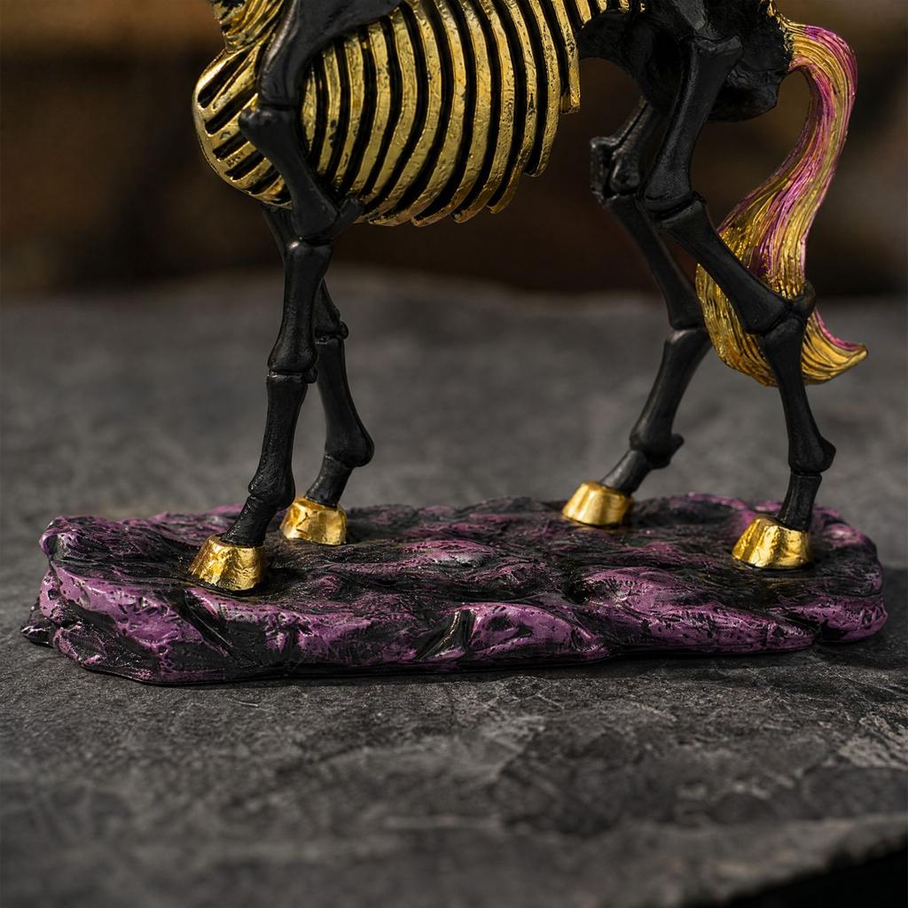 Halloween Skeleton Horse Resin Figurine Statue with for Shelf, Table and Mantel Decor